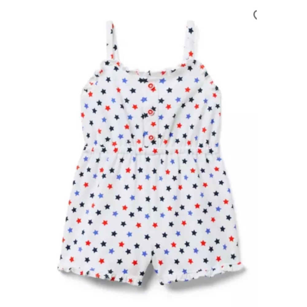 Janie and Jack NWT patriotic STAR RUFFLE CUFF ROMPER